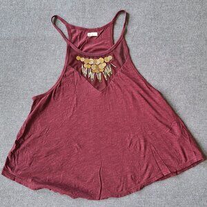 Women's Red Hollister Festival Racerback Tank Top Size Medium